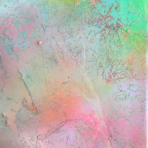 Original Decollage Painting Gallery Wrap Canvas Epoxy Resin Mixed Media, 12x12" - Picture 6 of 8